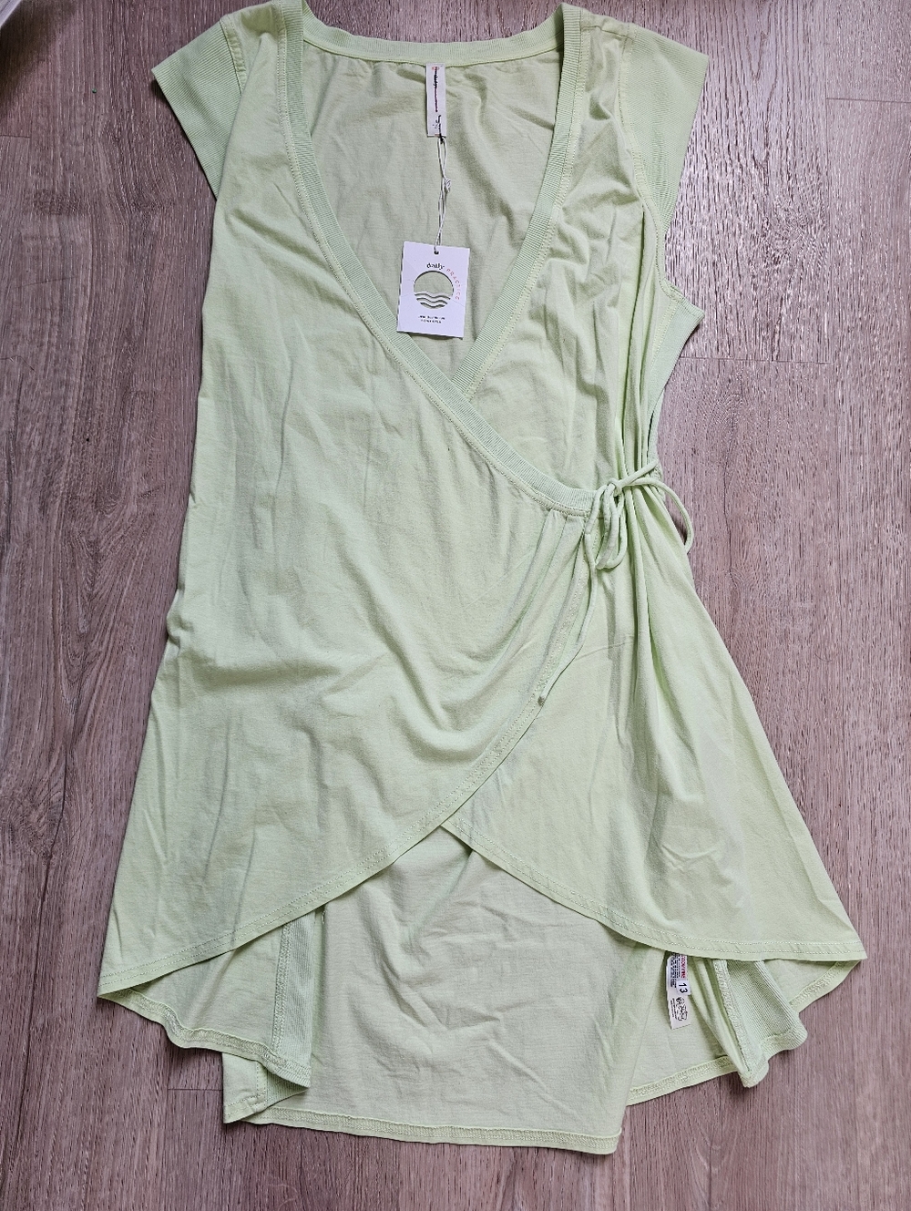 Daily Practice Light Green Wrap-Front Women's Dress
